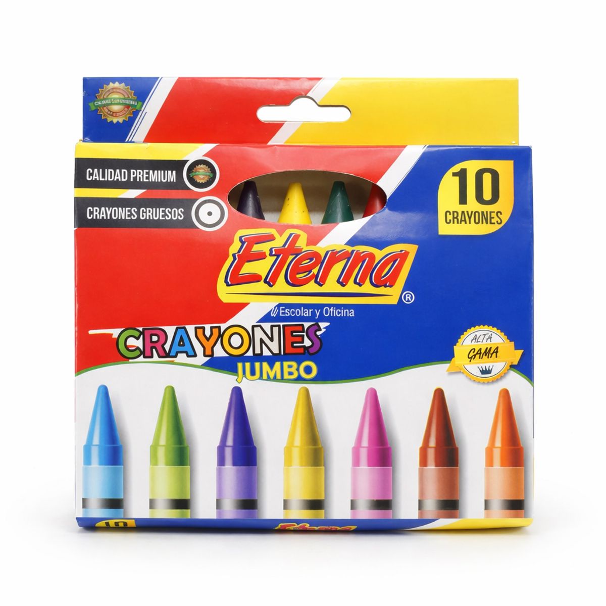 ETERNA - Crayones Jumbo Eterna Caja x 10 Unidades Escolares