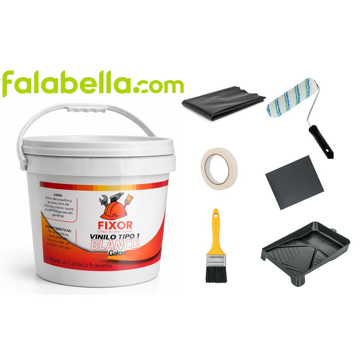 GENERICO - Pintura Blanca Tipo 1 - Galon + 6 accesorios