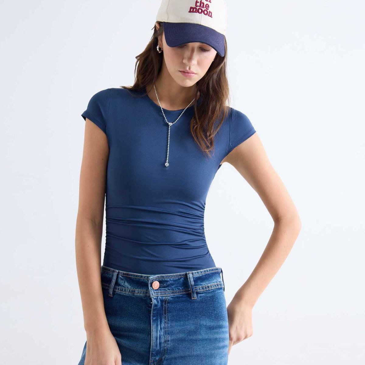 SEVEN SEVEN - Body Cuello Redondo Licrado  Para Mujer Azul Seven Seven