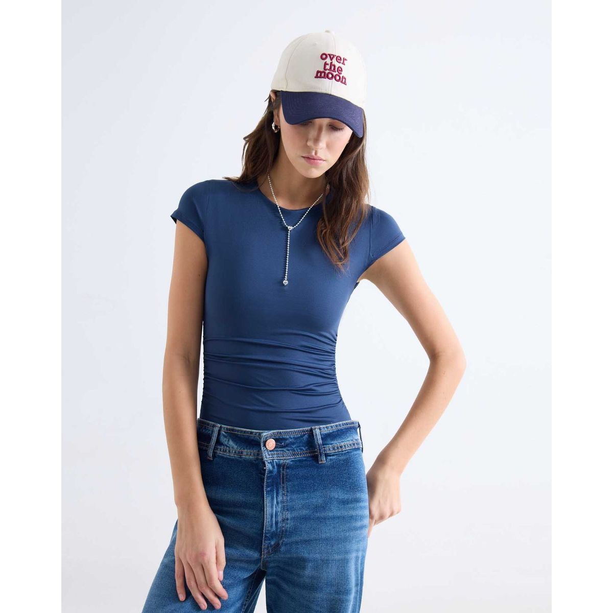 SEVEN SEVEN - Body Cuello Redondo Licrado  Para Mujer Azul Seven Seven