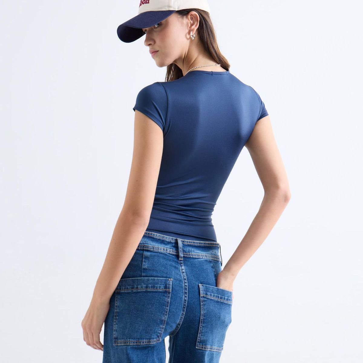 SEVEN SEVEN - Body Cuello Redondo Licrado  Para Mujer Azul Seven Seven