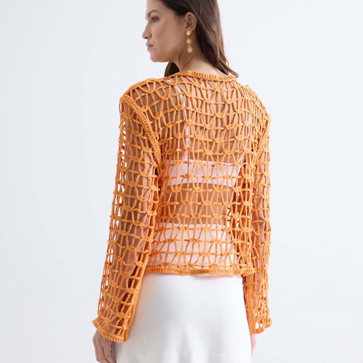 SEVEN SEVEN - Saco Tejido En Crochet  Para Mujer Naranja Seven Seven