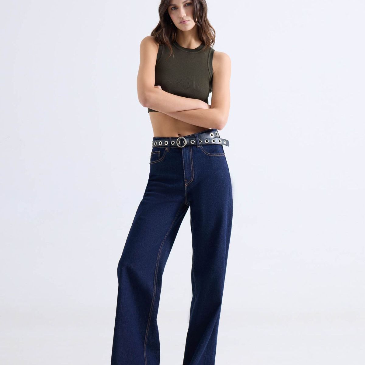 SEVEN SEVEN - Jean Wide Leg Tono Oscuro  Para Mujer Azul Seven Seven