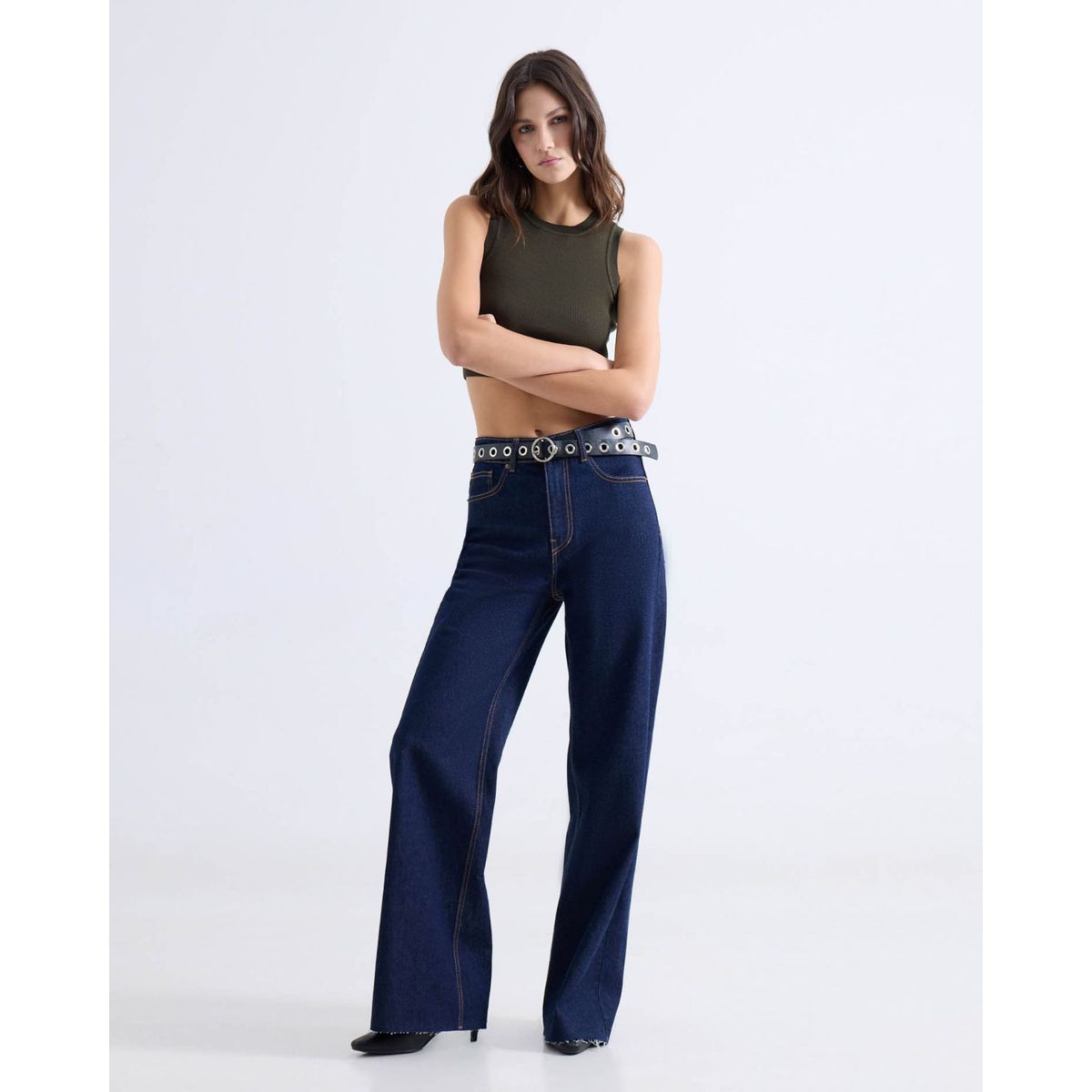 SEVEN SEVEN - Jean Wide Leg Tono Oscuro  Para Mujer Azul Seven Seven