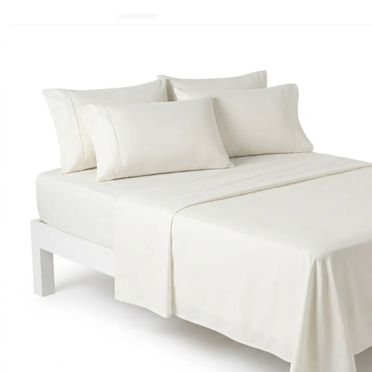 OEM - Sabanas En Algodón Premium Cama Sencilla 100 x 190 cm Blancas