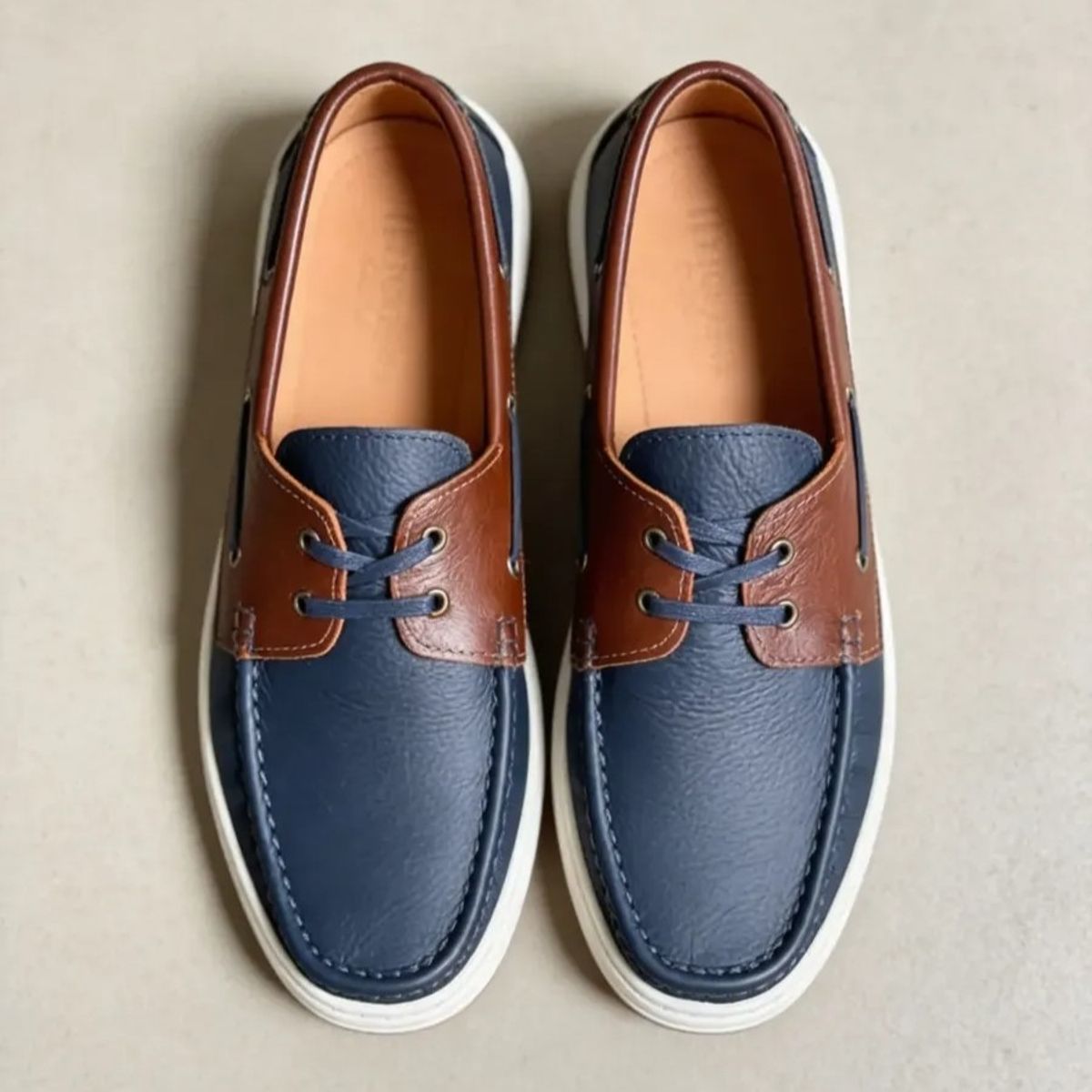 EVEGONZ - Mocasin de Hombre en Cuero Azul