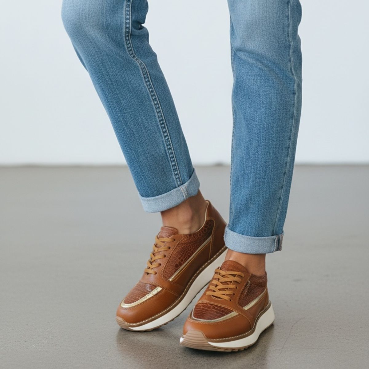 CALZADO BONT - Tenis Mujer Cuero 100% Miel Elegantes, Cómodos y Resistentes  Bont Vittoria