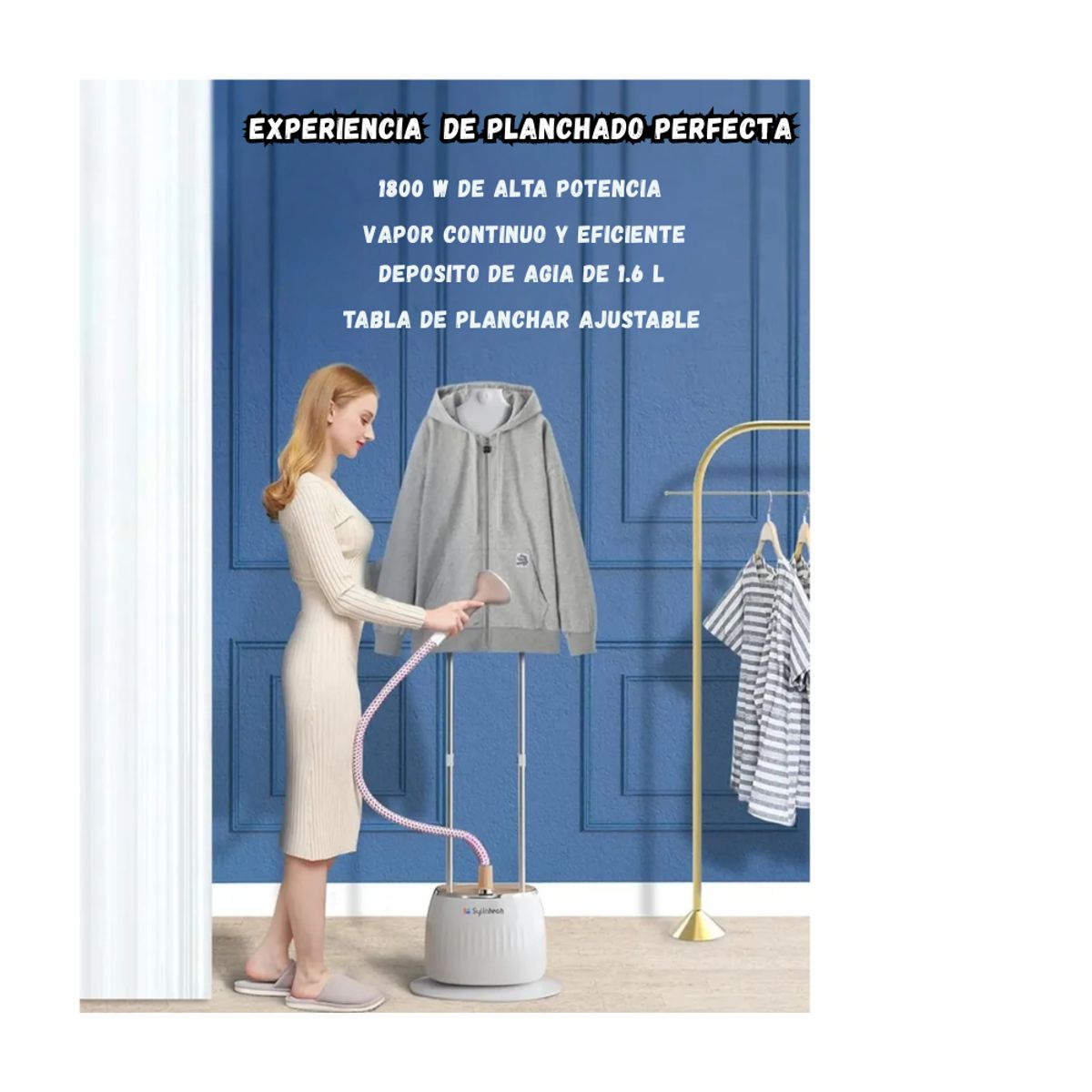 GENERICO - Plancha ropa a vapor vertical profesional Practico 1800W