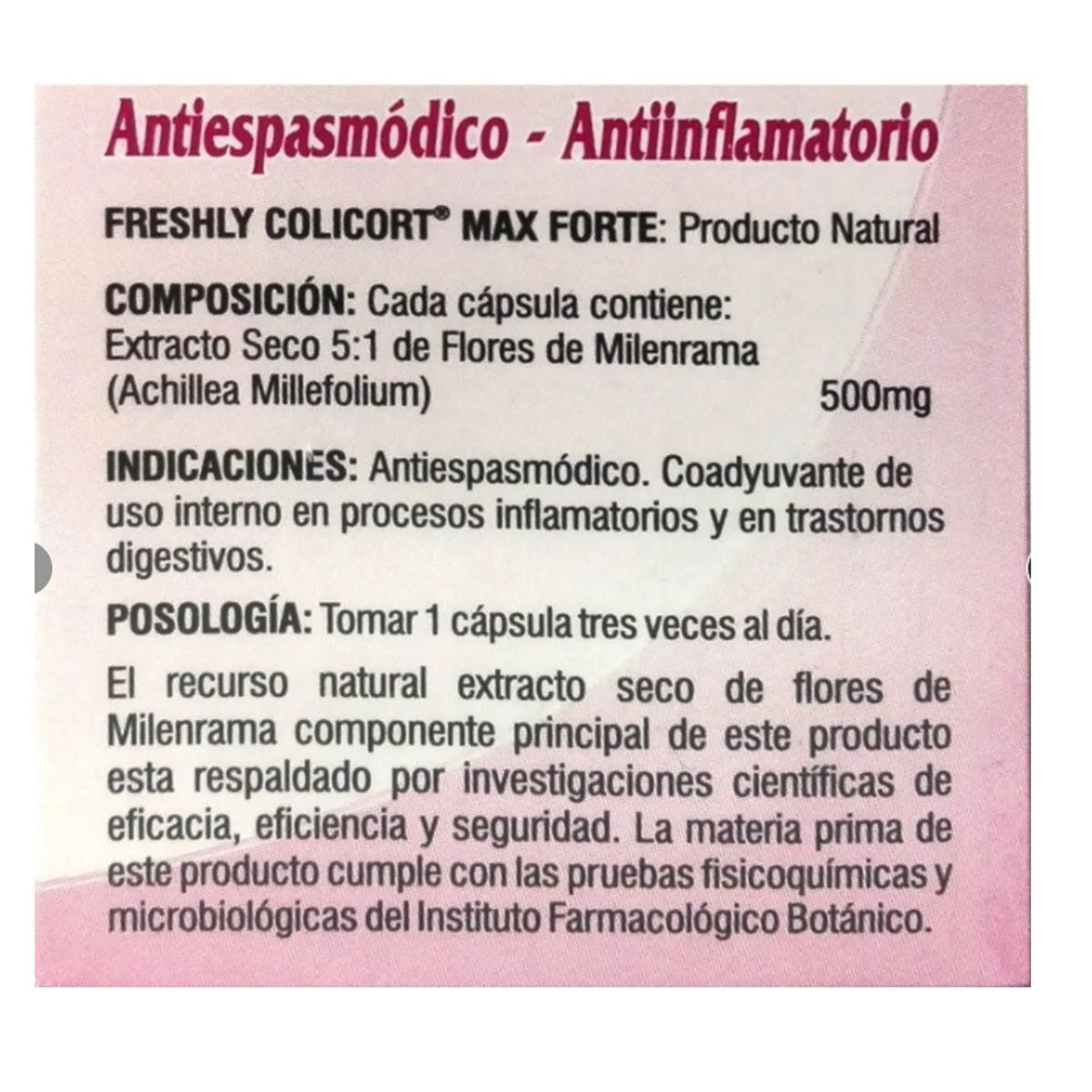 NATURAL FRESHLY - SUPLEMENTO CON MILENRAMA X 12 UNIDADES/ COLICORT MAX FORTE