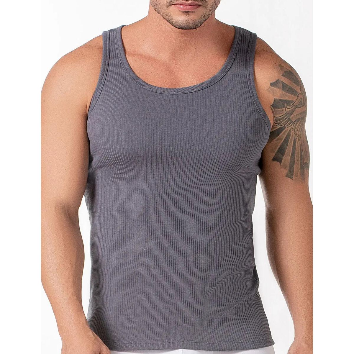 DIANE & GEORDI - Camiseta cuello redondo acanalada 2203 - Gris
