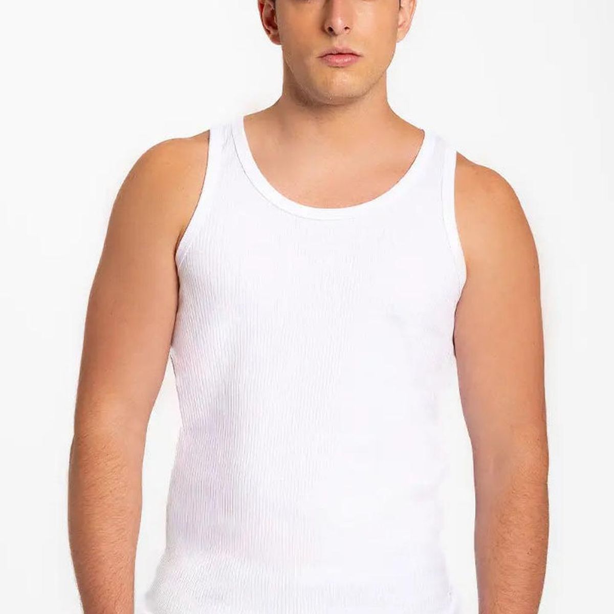 DIANE & GEORDI - Camiseta cuello redondo acanalada (2203) - Blanco