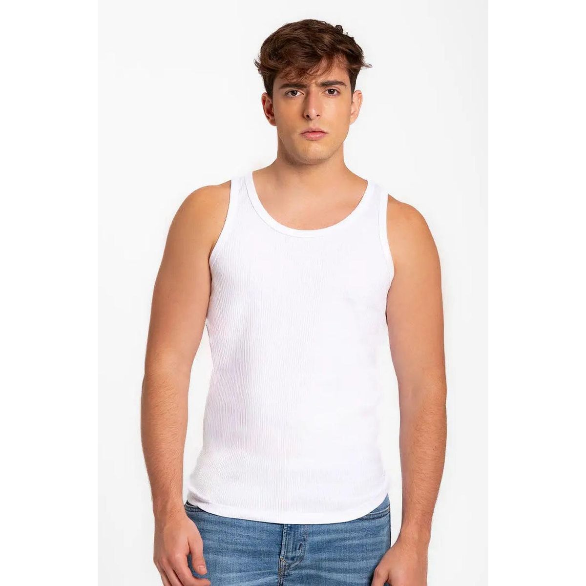 DIANE & GEORDI - Camiseta cuello redondo acanalada (2203) - Blanco