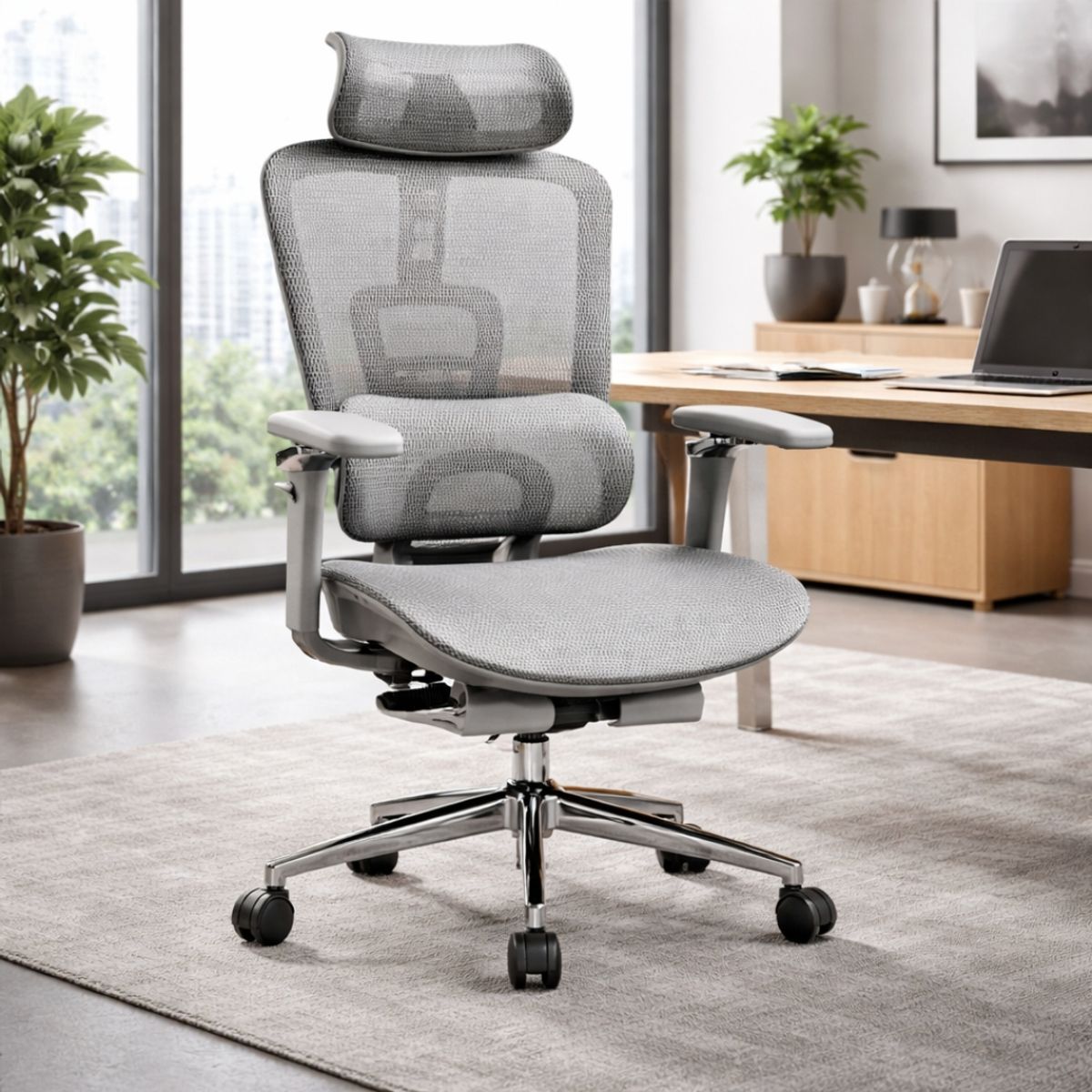MOBLIHOUSE - Silla Ergonómica Human 360° Respaldo Ajustable 6 Niveles Gris