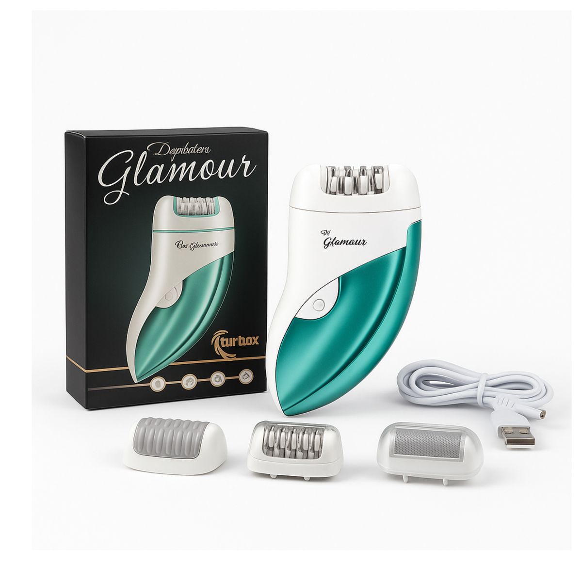 TURBOX - Depiladora  Femenina Glamour Con Tres Cabezales  Recargable