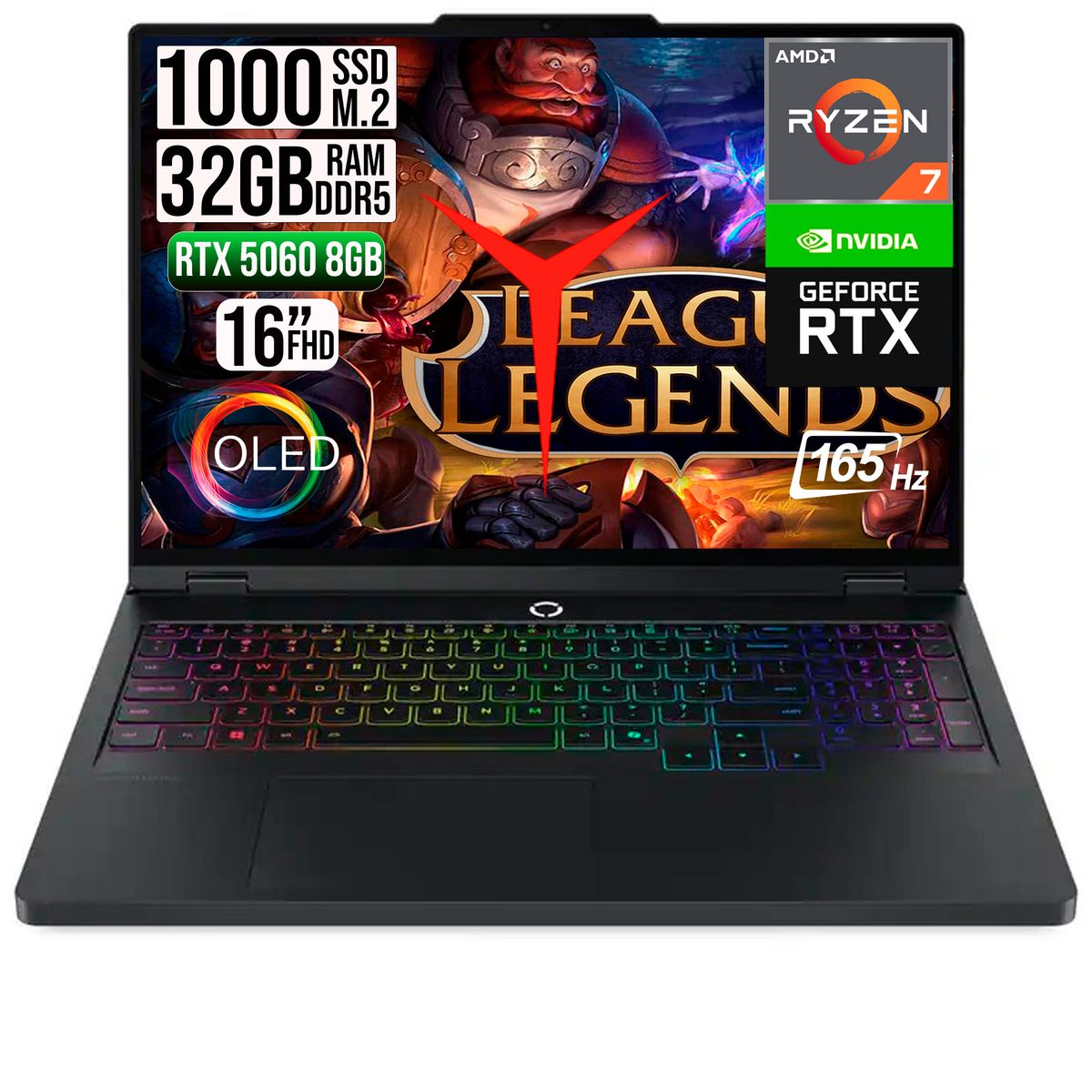 LENOVO - Portatil Lenovo Legion Pro 5 Amd Ryzen 7-8745HX Rtx 5060 8GB SsD 1TB Ram 32GB Oled 16"