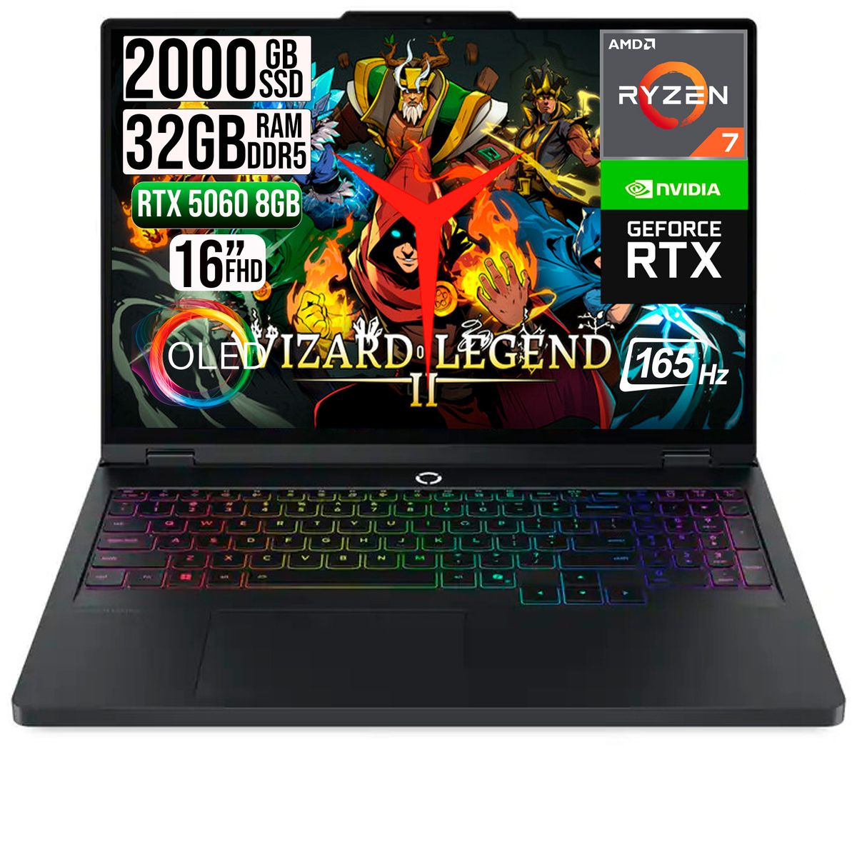 LENOVO - Portatil Lenovo Legion Pro 5 Amd Ryzen 7-8745HX Rtx 5060 8GB SsD 2TB Ram 32GB Oled 16"