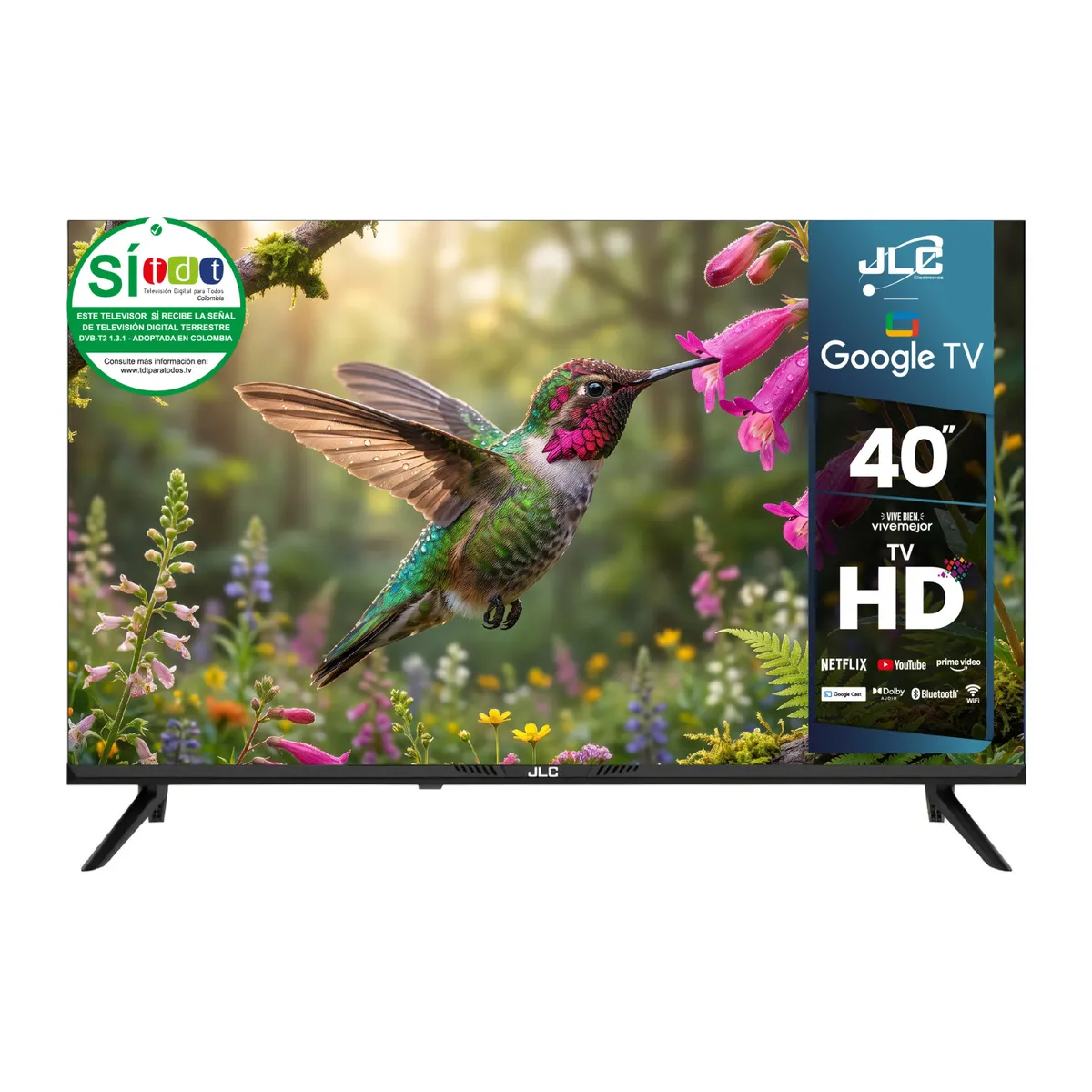 JLC ELECTRONICS - Televisor JLC Smart TV LED 40 Pulgadas HD Google TV y Comando de Voz - Ref. JLC-40A71SGO