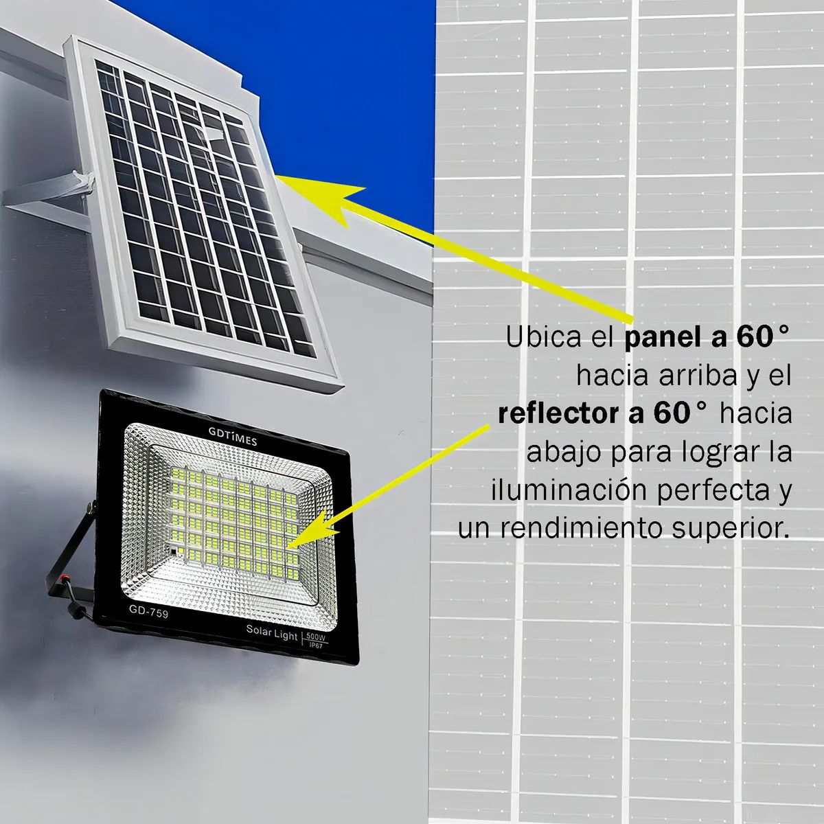 GENERICO - Lámpara Solar LED 120W GD-2206 Reflector Exterior Panel Removible Recargable