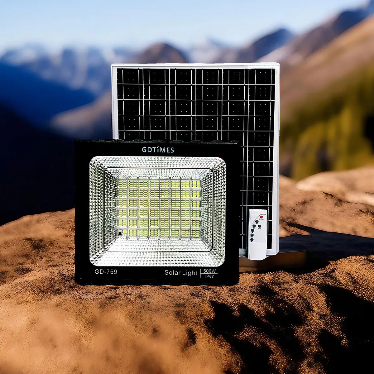 GENERICO - Lámpara Solar LED 120W GD-2206 Reflector Exterior Panel Removible Recargable