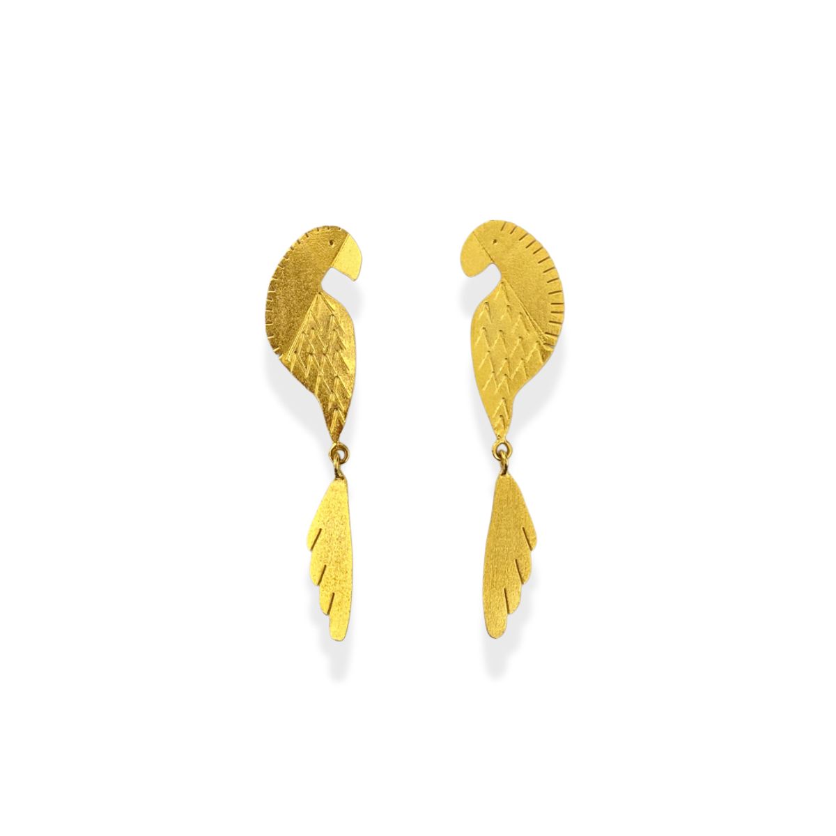 MERAKI - Aretes Largos mujer Guacamayas Bañados en oro 24kt - Aretes mujer elgantes