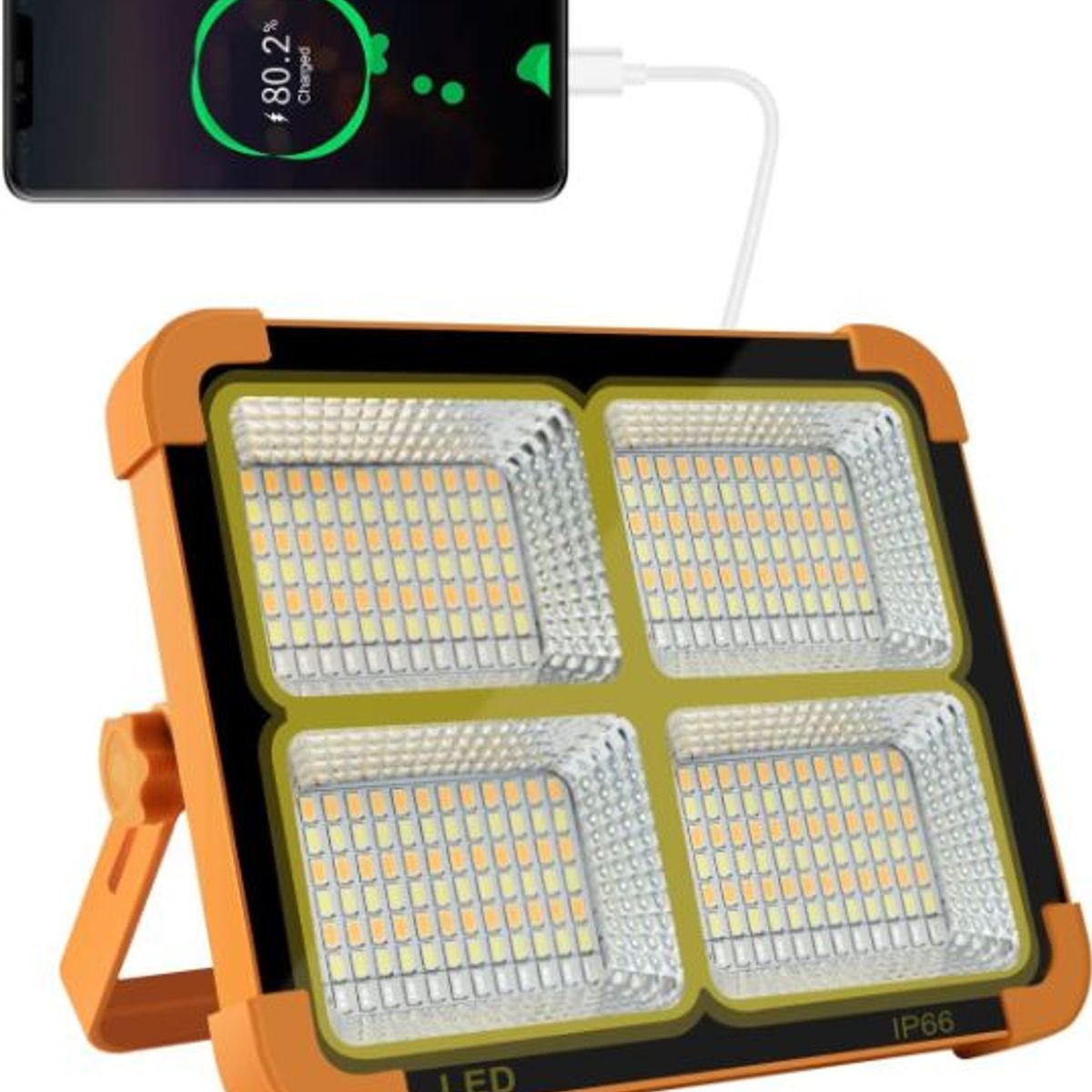 GENERICO - Lámpara Solar LED 200W IP66 Reflector Portátil Recargable Power Bank USB