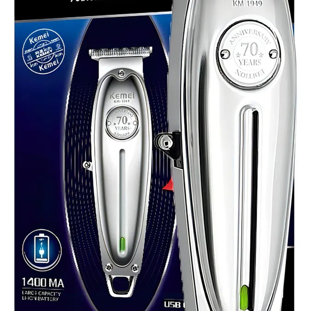 KEMEI - Máquina Recortadora Kemei Recargable Km-1949 Plateada