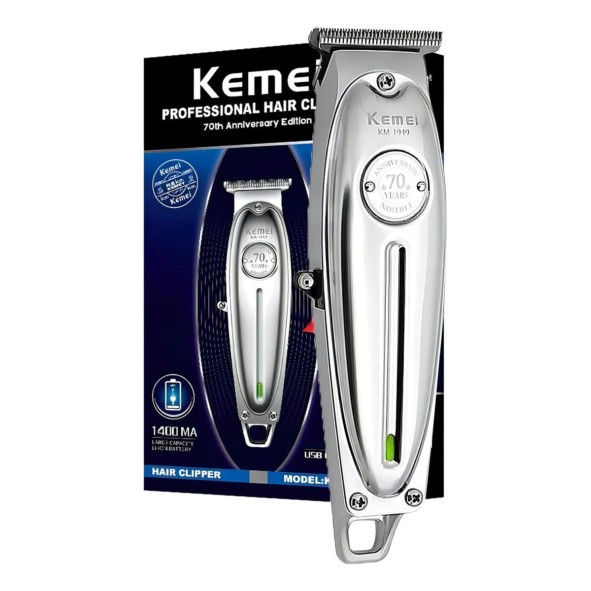 KEMEI - Máquina Recortadora Kemei Recargable Km-1949 Plateada