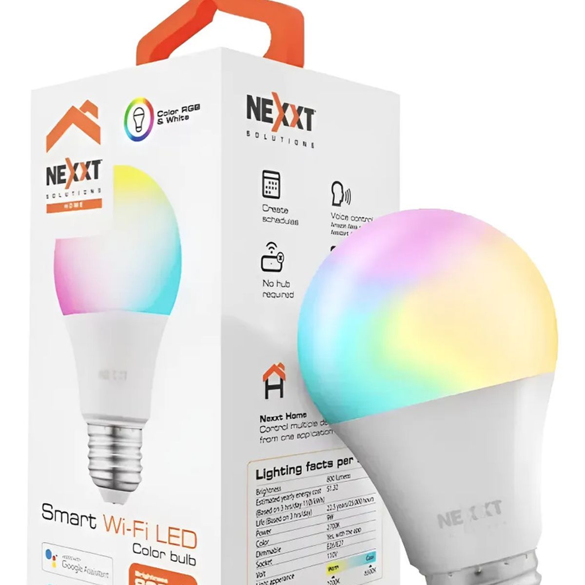 NEXXT SOLUTIONS - Bombillo Inteligente LED NEXXT WiFi 110V Multicolor Ref. NHB