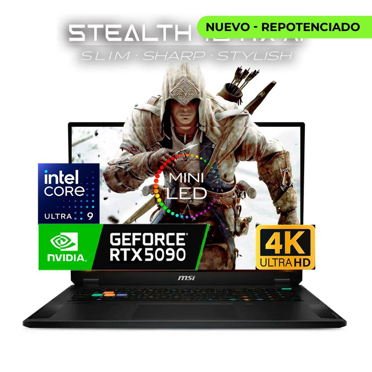 MSI - Computador Portátil Gamer Msi Stealth 18HX Core Ultra 9 275HX 64/2 Tb Rtx 5090 24GB 18" 4K 120 Hz