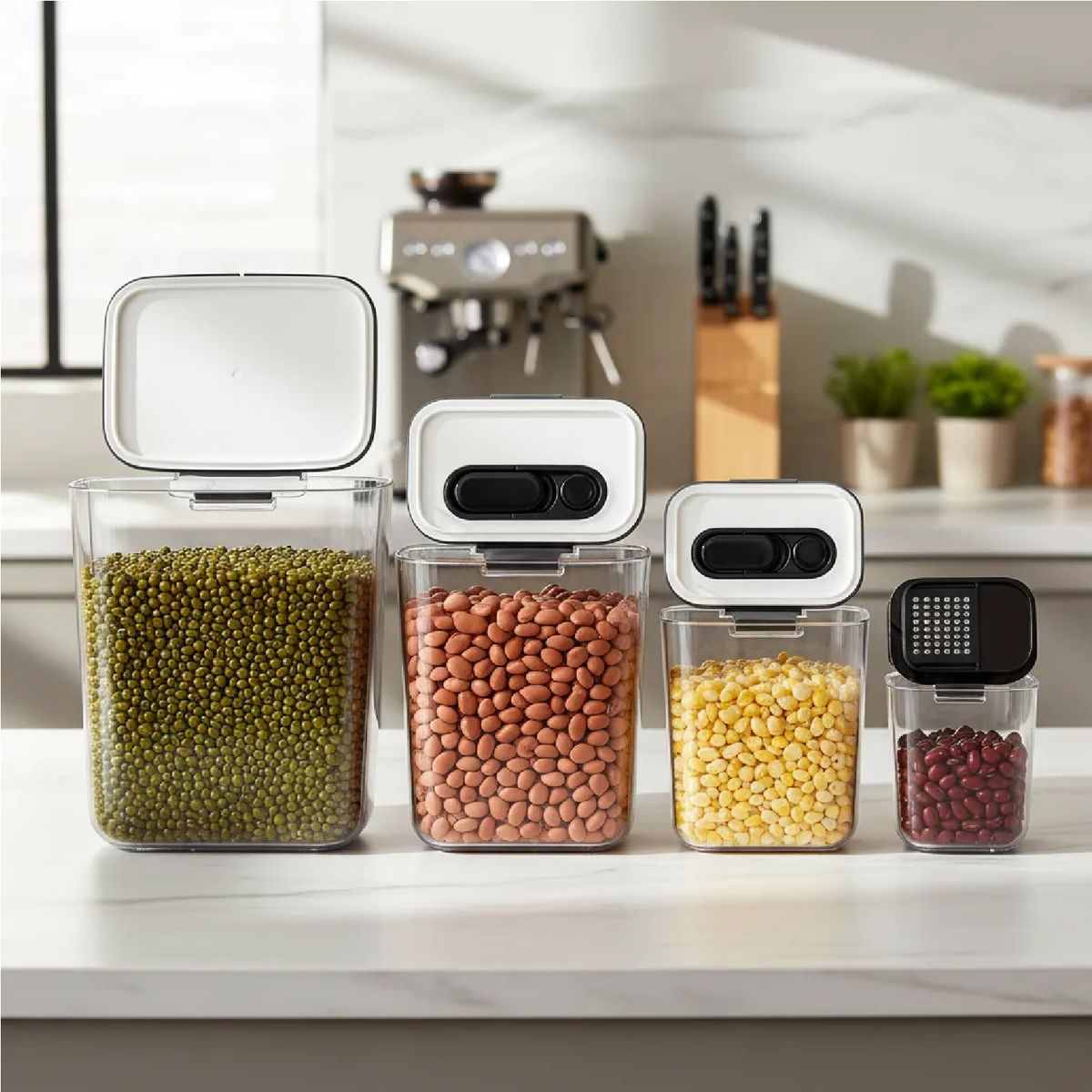 ESSENTIAL - Set X4 Recipientes Herméticos Tuppers Organizador De Cocina