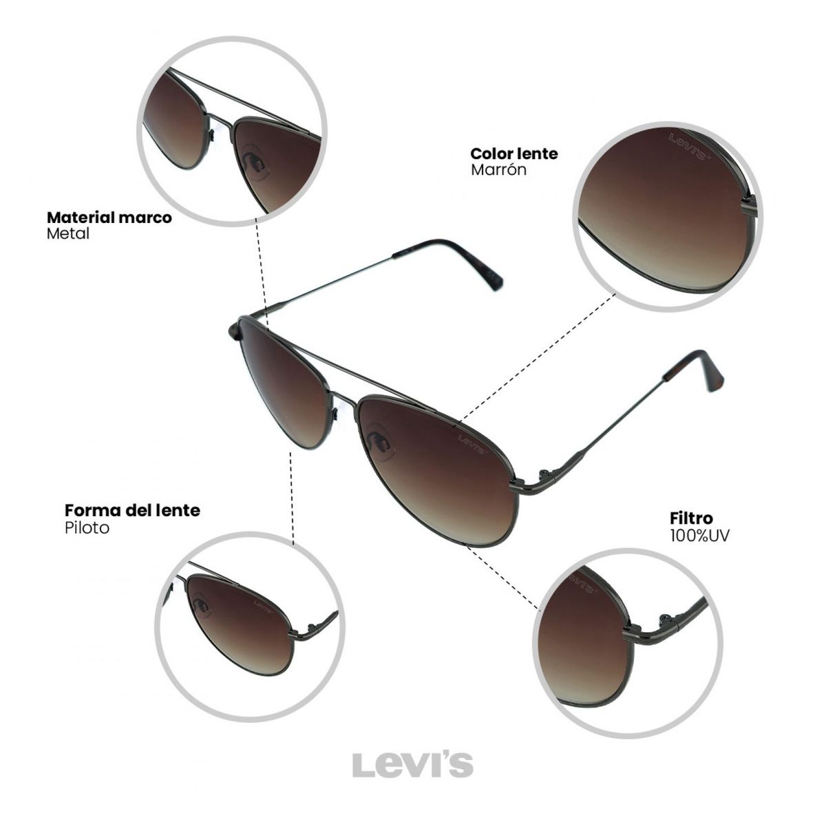 LEVIS - Lentes De Sol  Levis Outlook X13176 Gris