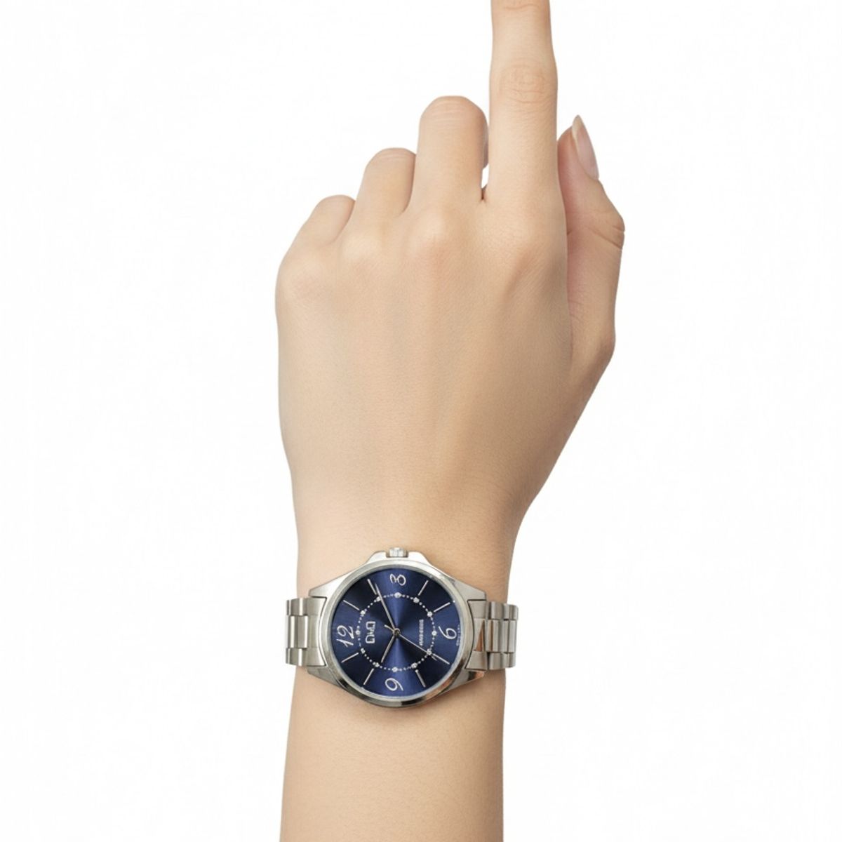 Q&Q - Reloj Q&Q Plateado tablero Azul para Mujer
