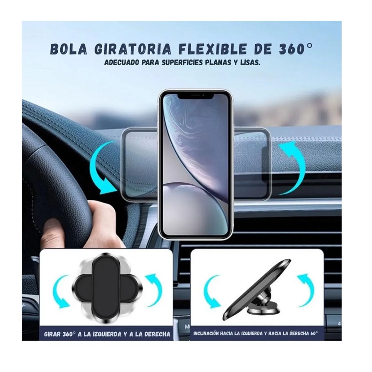 GENERICO - Holder Soporte Celular Magnético Metal Auto Tablero Seguro
