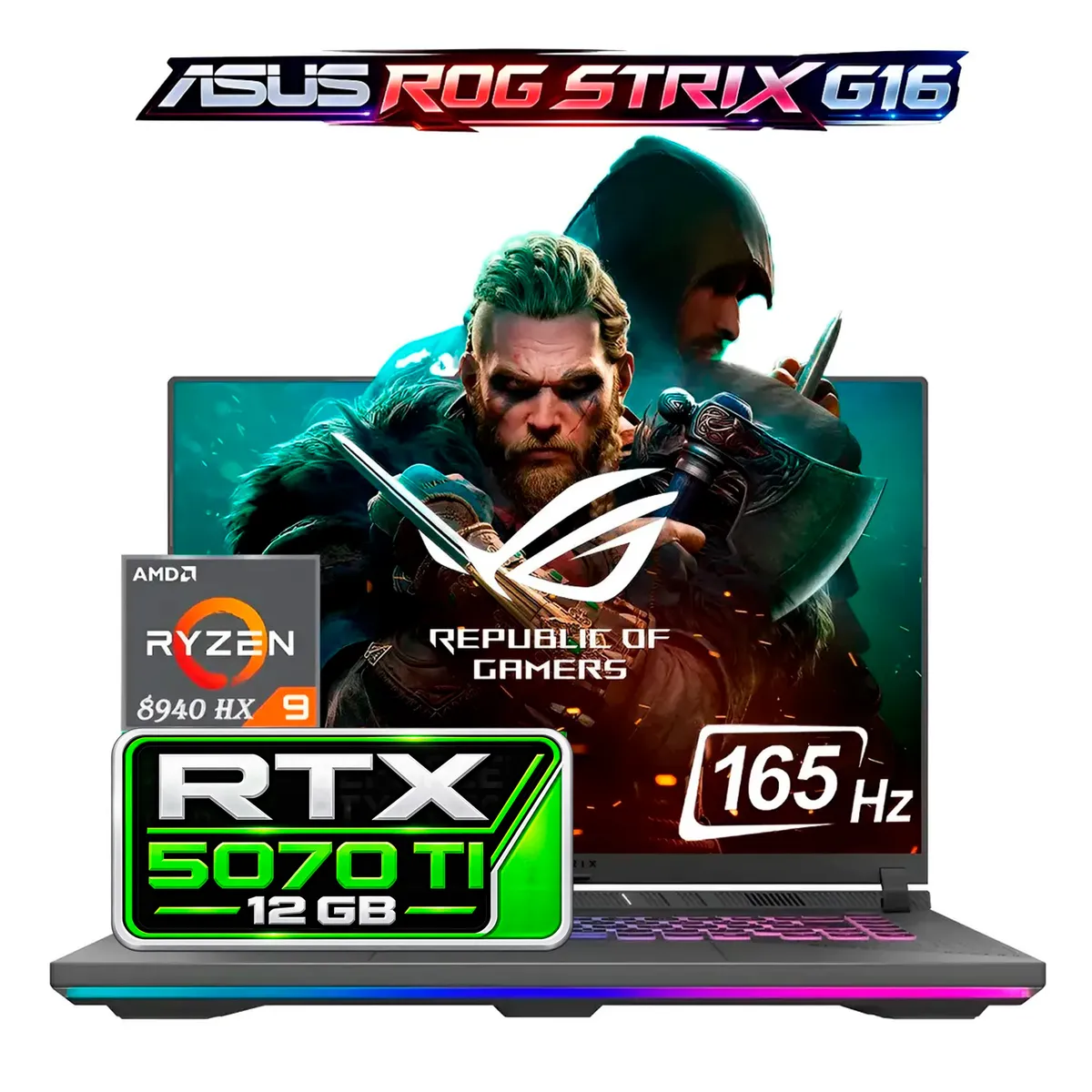ASUS - Portátil Gamer Asus Rog Strix G16 Amd Ryzen 9 8940 Hx 16/ 1TB SSd Rtx 5070 TI 12 GB 16"  FHD