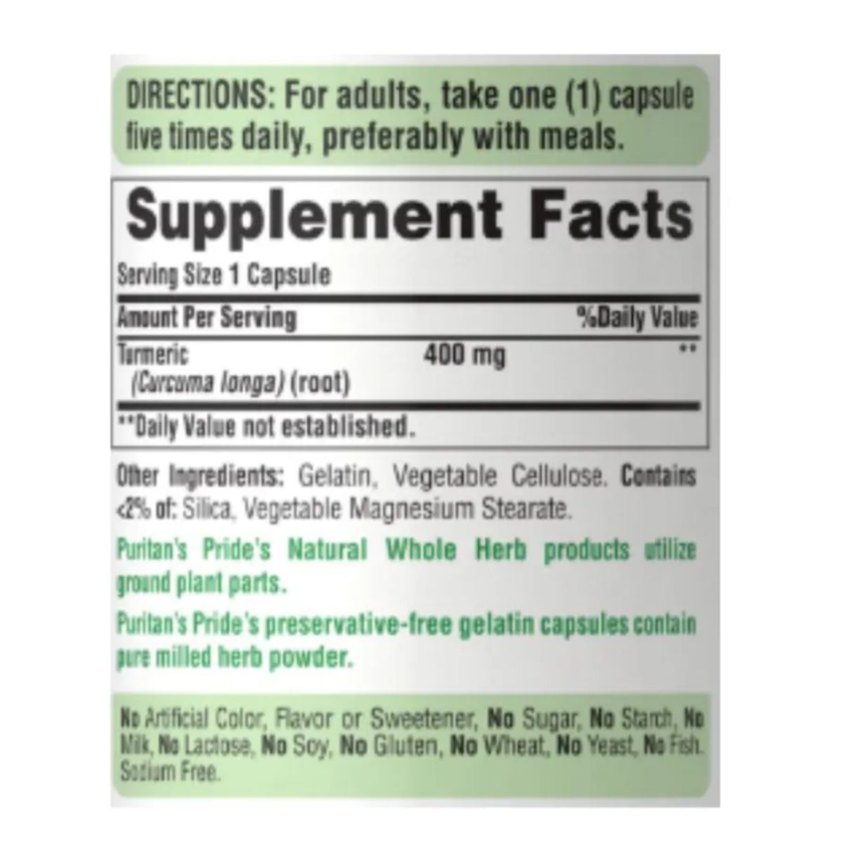 PURITANS PRIDE - SUPLEMENTO CON CURCUMA + VITAMINAS X 100 UNIDADES/ TURMERIC -PURITANS P.