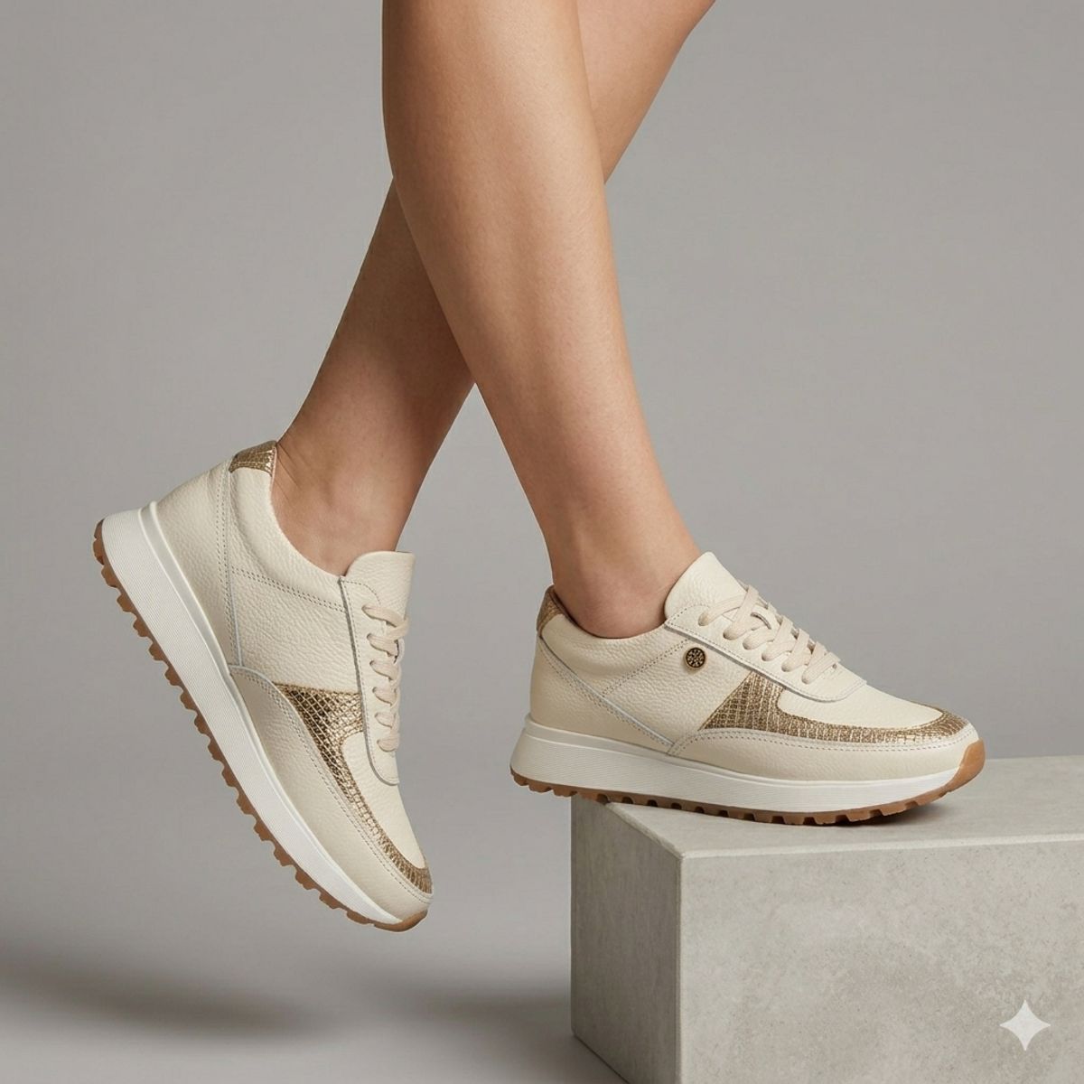 CALZADO BONT - Tenis Beige Mujer En CUERO Deportivo Bont Catania