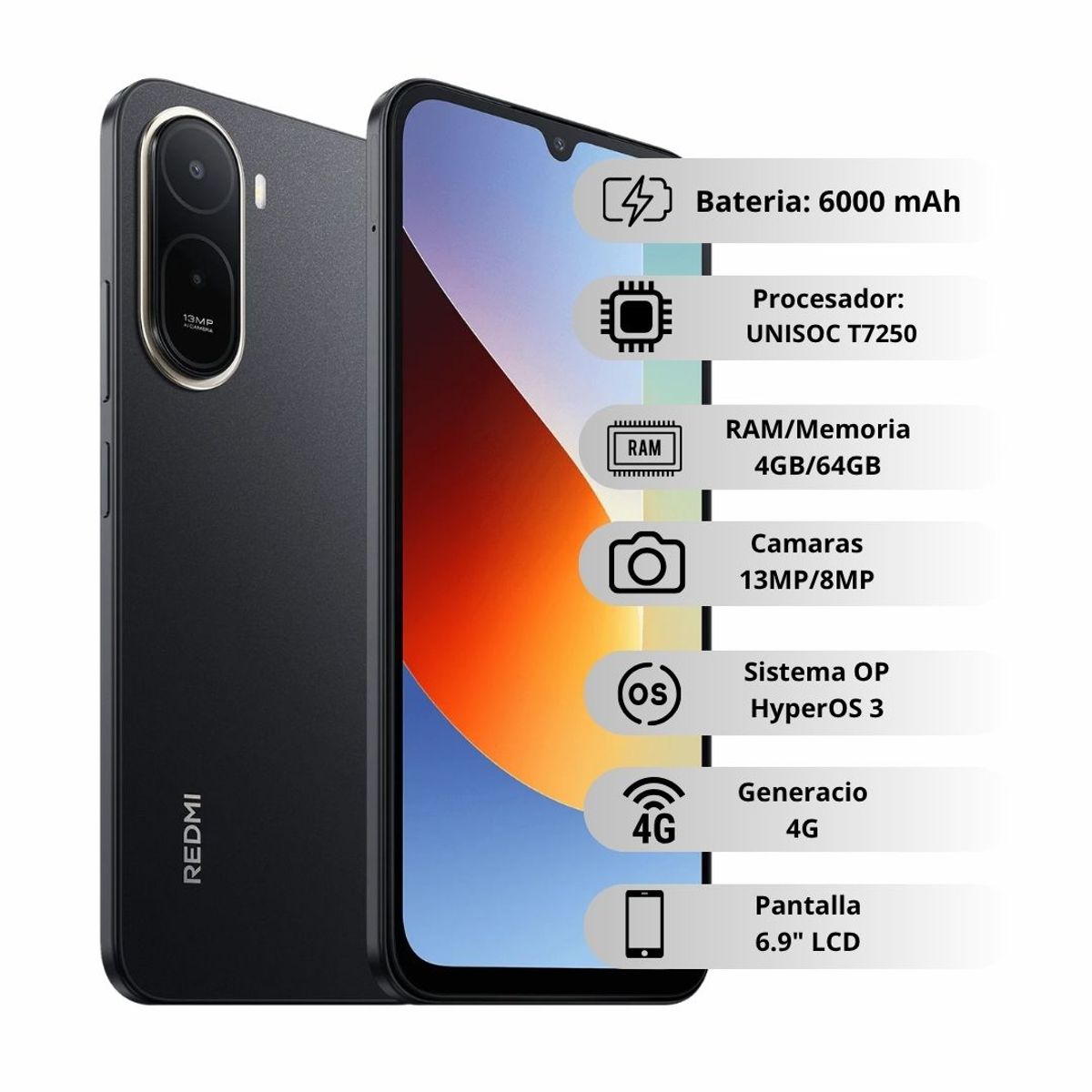 XIAOMI - Celular Xiaomi Redmi A7 Pro 4G 64GB4GB RAM - Negro
