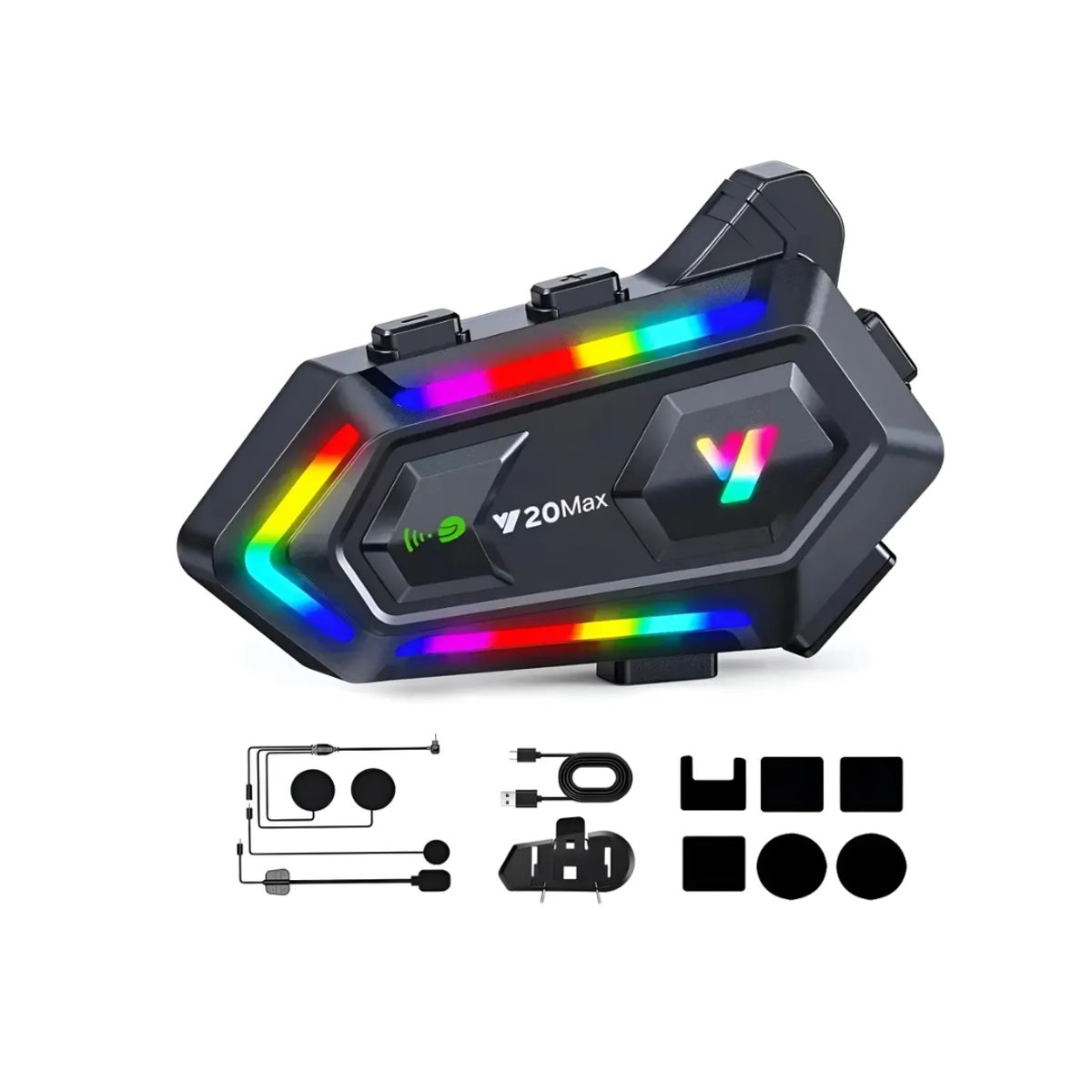 GENERICO - Intercomunicador Bluetooth Y20 Max V5.3  Luz RGB IP67 Manos Libres Alta Potencia