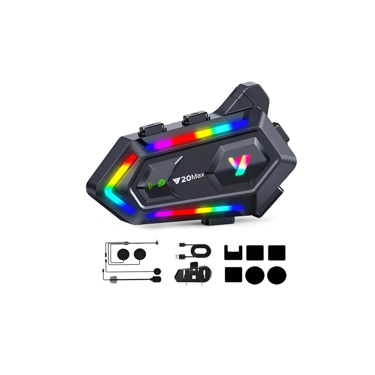 GENERICO - Intercomunicador Bluetooth Y20 Max V5.3  Luz RGB IP67 Manos Libres Alta Potencia