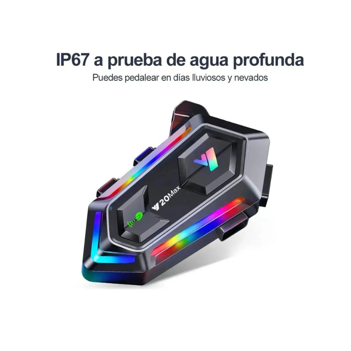 GENERICO - Intercomunicador Bluetooth Y20 Max V5.3  Luz RGB IP67 Manos Libres Alta Potencia