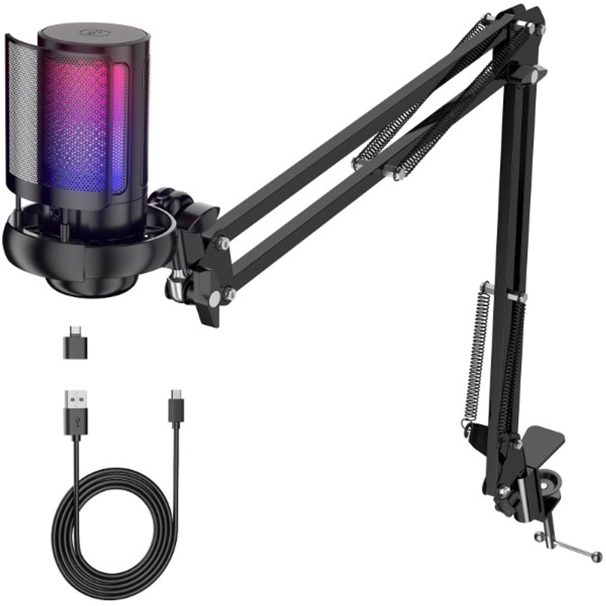 AMERICAN GENERICS - Microfono Usb Condensador Para Juegos Con Rgb Y Silenciamiento T10