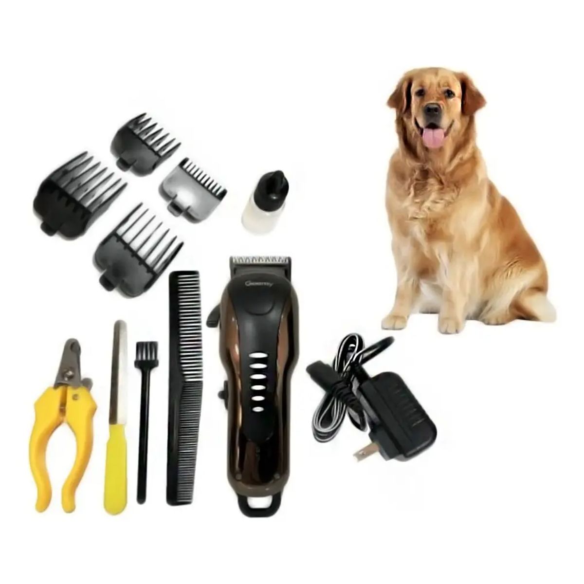 GEMEI GEEMY - Máquina Peluquera para Perros Recargable Geemy GM-6063 Kit de Corte con Accesorios