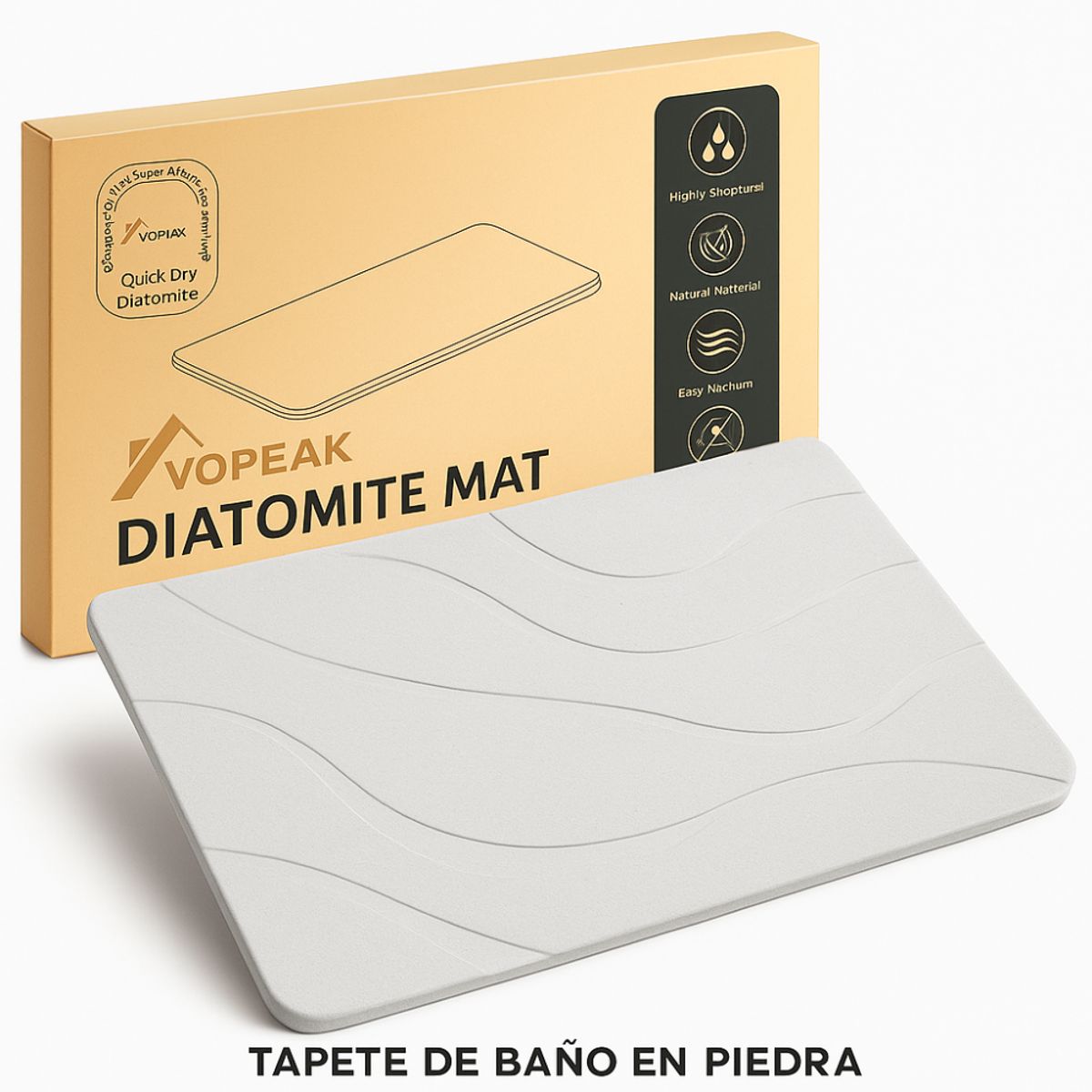 TECNOHOGAR JS - Tapete de Piedra Diatomita VOPEAK Natural Absorbente