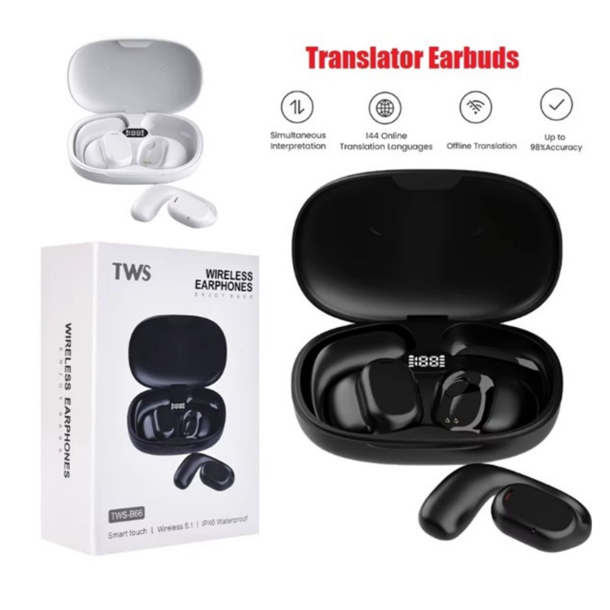 GENERICO - Audífonos Inalámbricos Bluetooth Traductor De Mas De 140 Idiomas