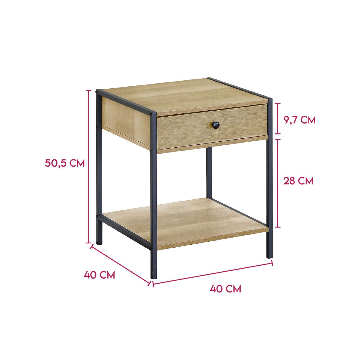 GENERICO - Mesa De Noche De Madera Nochero De Un Cajón Refkuota