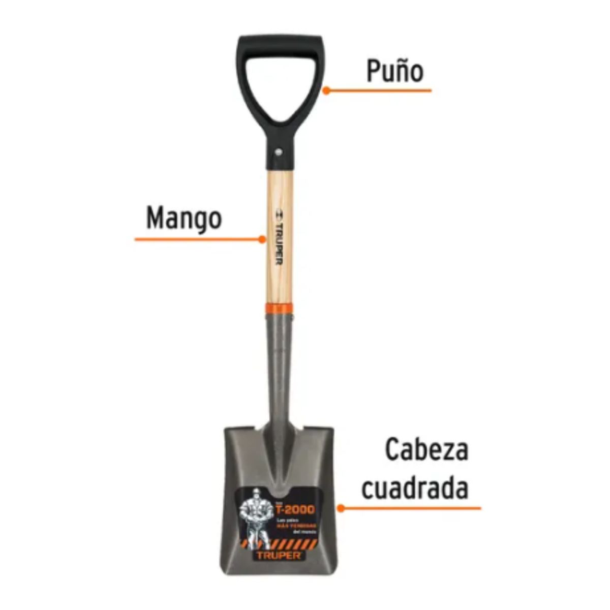 TRUPER - Pala Cuadrada Mango Corto Truper 17194