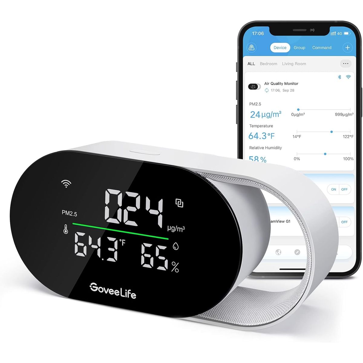GENERICO - Monitor De Calidad Del Aire Inteligente Pm2.5 Wifi Sensor Temperatura Humedad Hogar Oficina
