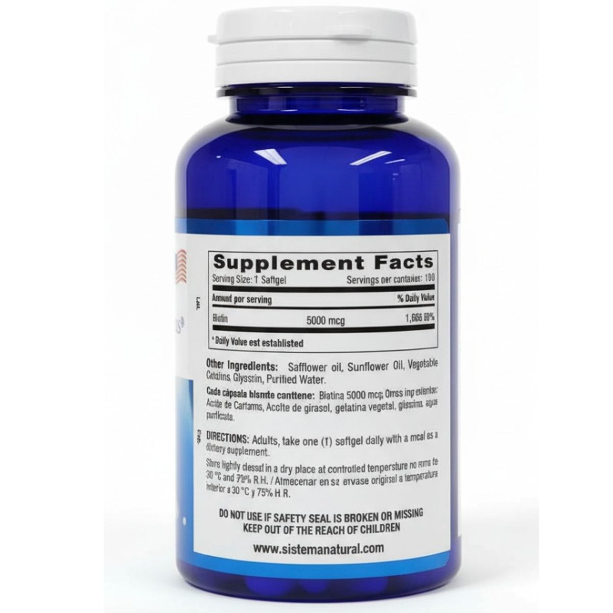 NATURAL SYSTEM - ALIMENTO CON BIOTINA 5.000 MCG X 100 SOFTGELS/ BIOTIN