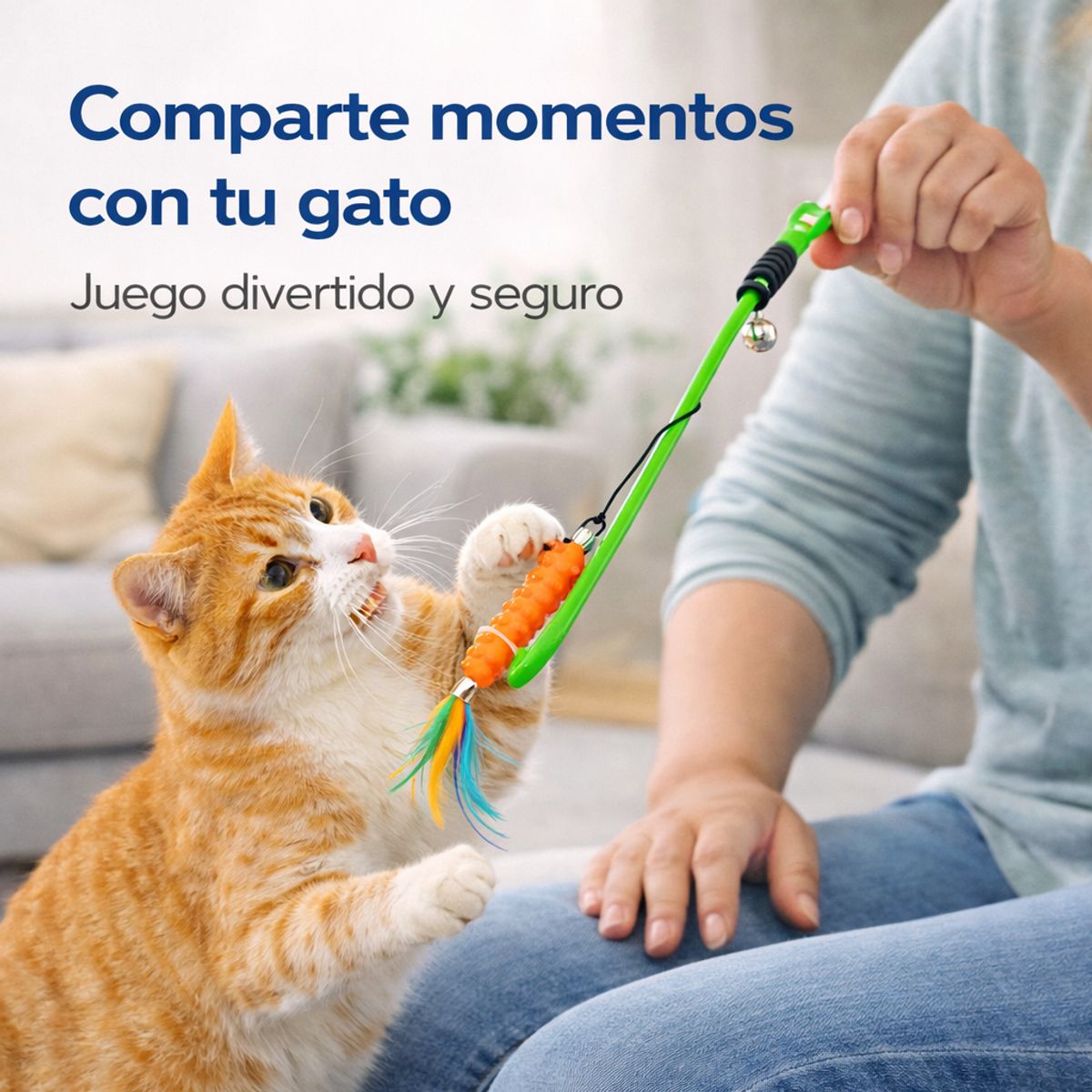 GENERICO - Juguete Para Gato Caña De Pescar Varita Plumas Y Cascabel