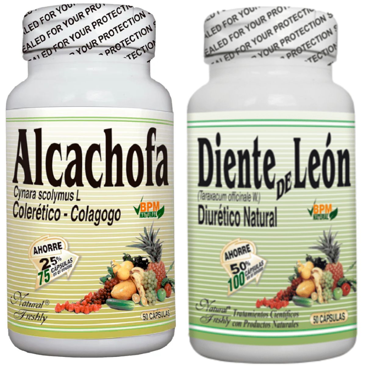 NATURAL FRESHLY - SUPLEMENTO ALIMENTICIO DIENTE DE LEON X 75U + ALCACHOFA X 75U  COMBO